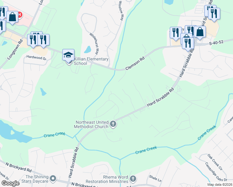 map of restaurants, bars, coffee shops, grocery stores, and more near 431 Hester Green Court in Columbia