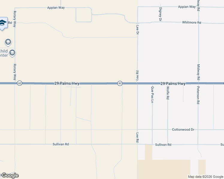 map of restaurants, bars, coffee shops, grocery stores, and more near California 62 in Joshua Tree