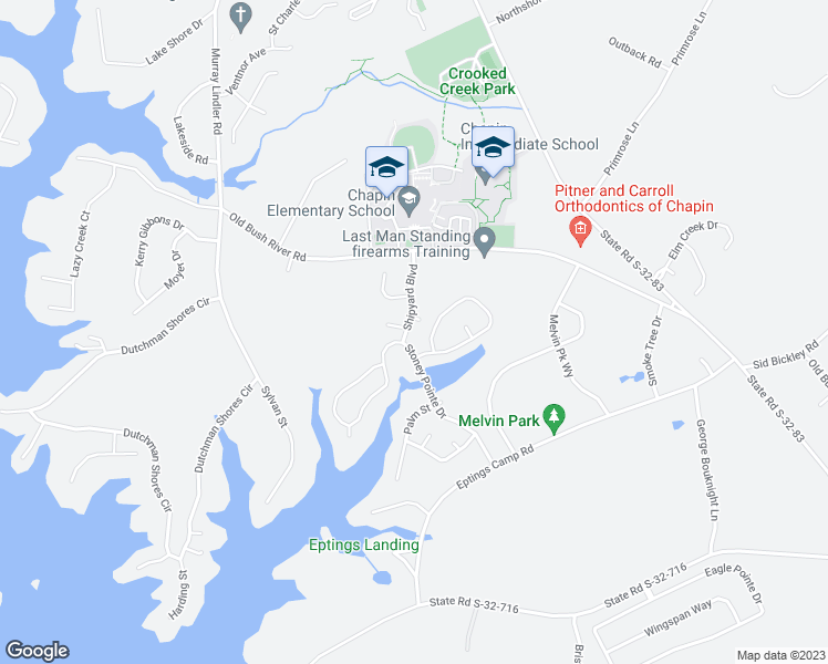 map of restaurants, bars, coffee shops, grocery stores, and more near 137 Shipyard Boulevard in Chapin