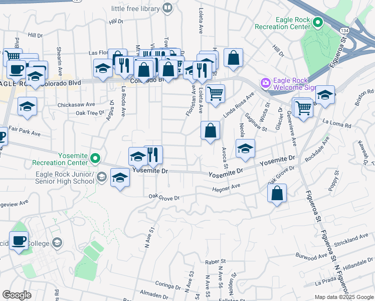 map of restaurants, bars, coffee shops, grocery stores, and more near 4850 Floristan Avenue in Los Angeles