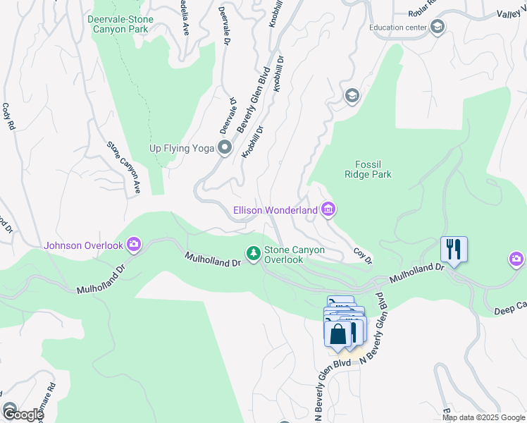 map of restaurants, bars, coffee shops, grocery stores, and more near 3500 Beverly Glen Boulevard in Los Angeles
