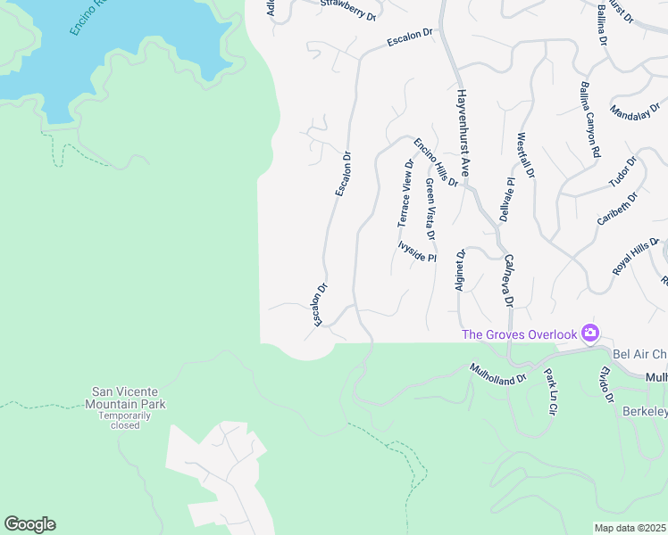 map of restaurants, bars, coffee shops, grocery stores, and more near 17148 Escalon Drive in Los Angeles