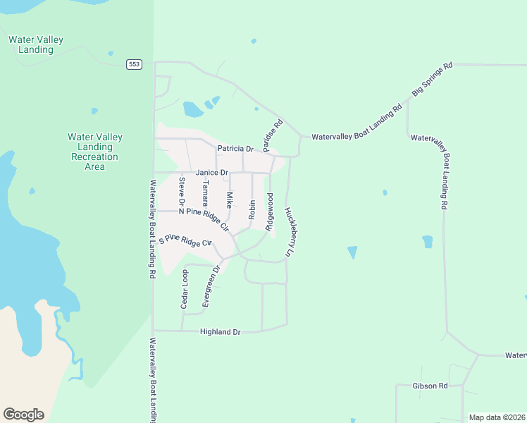 map of restaurants, bars, coffee shops, grocery stores, and more near 141-147 Ridgewood in Water Valley