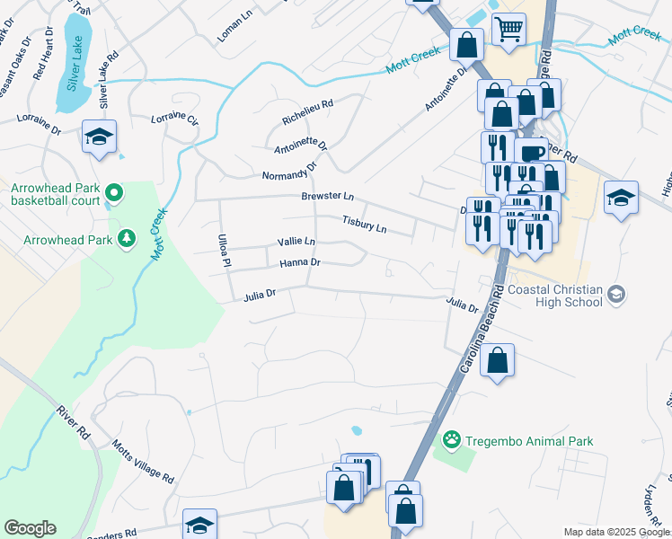 map of restaurants, bars, coffee shops, grocery stores, and more near 422 Hanna Drive in Wilmington
