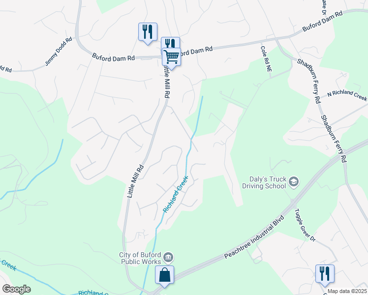 map of restaurants, bars, coffee shops, grocery stores, and more near 2010 Skylar Leigh Drive in Buford