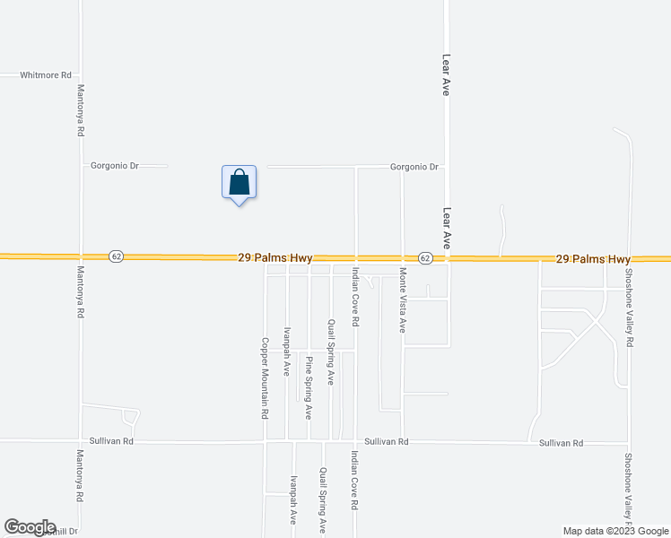 map of restaurants, bars, coffee shops, grocery stores, and more near 6554 Indian Cove Road in Twentynine Palms