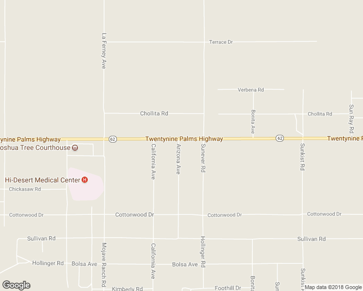 map of restaurants, bars, coffee shops, grocery stores, and more near 64025 Arizona Avenue in Joshua Tree