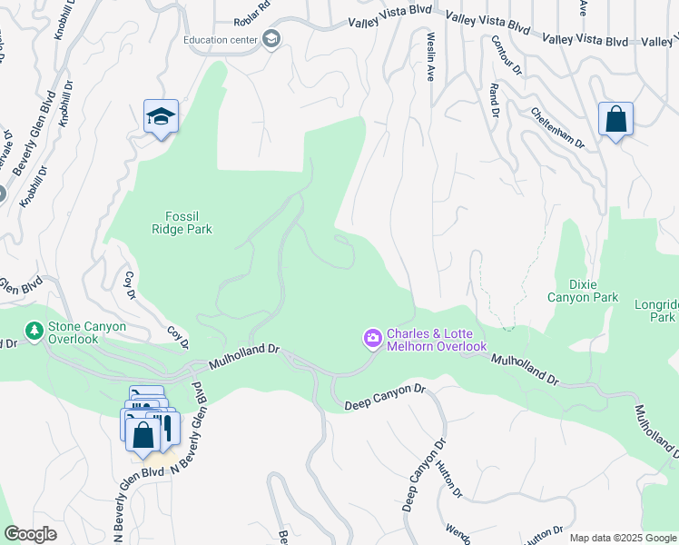 map of restaurants, bars, coffee shops, grocery stores, and more near 13935 Durham Road in Beverly Hills