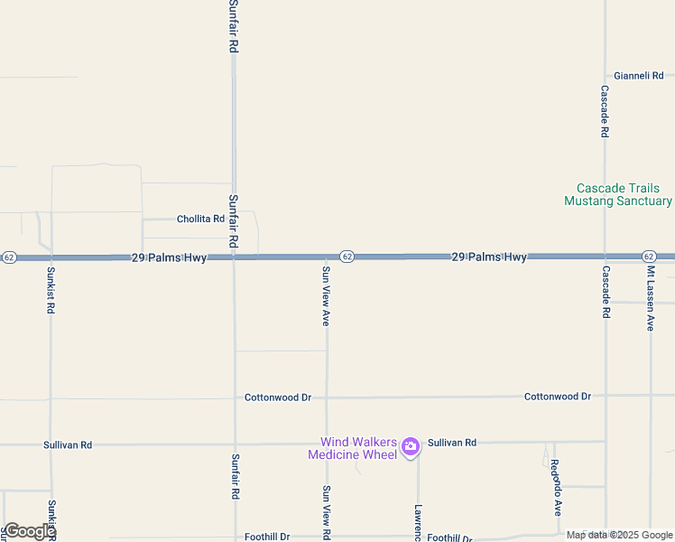 map of restaurants, bars, coffee shops, grocery stores, and more near California 62 in Joshua Tree