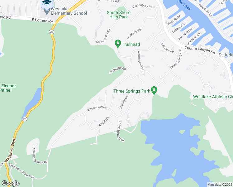 map of restaurants, bars, coffee shops, grocery stores, and more near 2670 Grandoaks Drive in Westlake Village