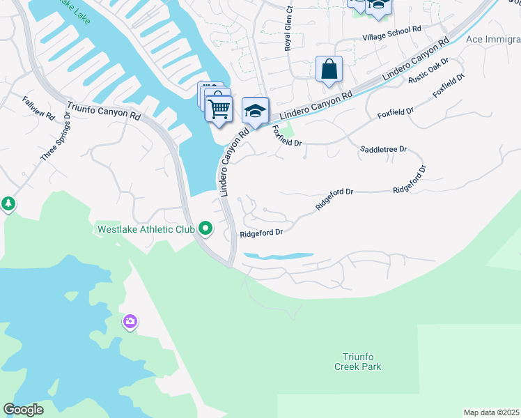 map of restaurants, bars, coffee shops, grocery stores, and more near 32142 Canyon Crest Court in Westlake Village