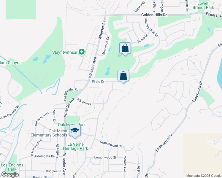 map of restaurants, bars, coffee shops, grocery stores, and more near 1997 Vía Arroyo in La Verne