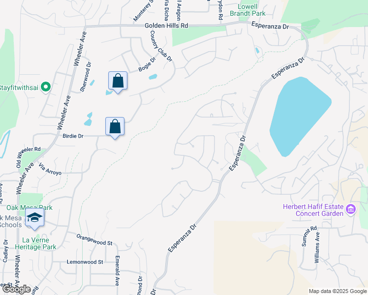 map of restaurants, bars, coffee shops, grocery stores, and more near 2220 Daybreak Drive in La Verne
