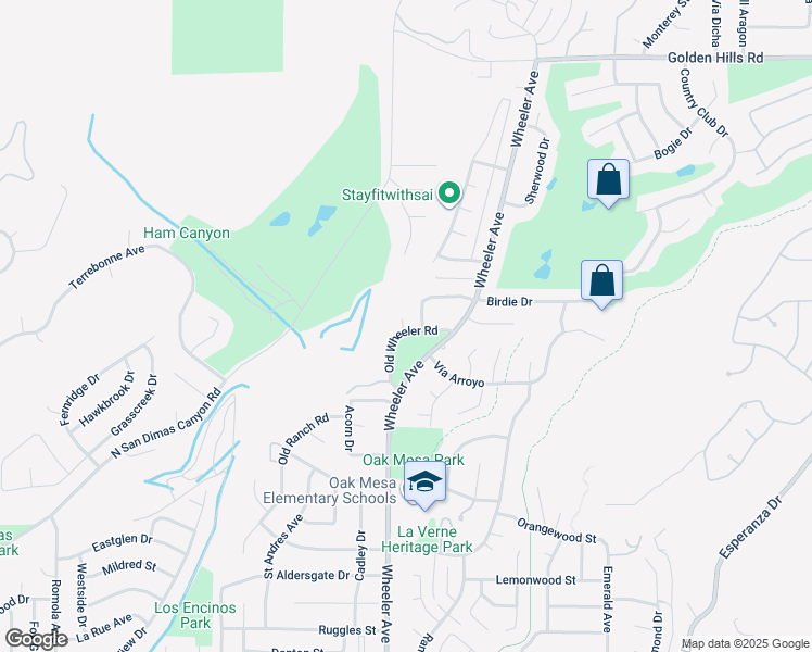 map of restaurants, bars, coffee shops, grocery stores, and more near 5905 Old Wheeler Road in La Verne