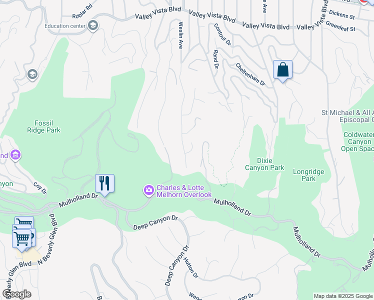map of restaurants, bars, coffee shops, grocery stores, and more near 3511 Stonehill Place in Los Angeles