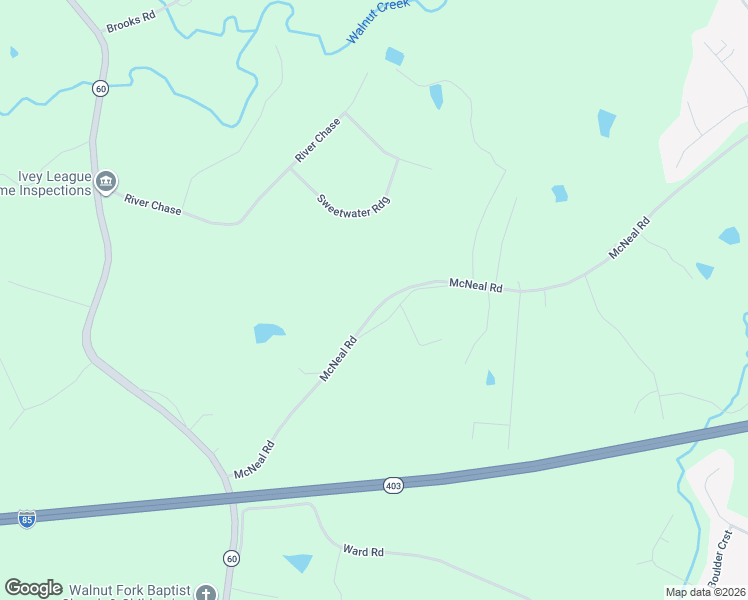 map of restaurants, bars, coffee shops, grocery stores, and more near 619 McNeal Road in Hoschton