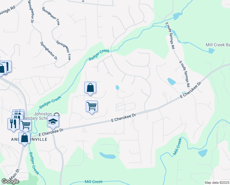 map of restaurants, bars, coffee shops, grocery stores, and more near 261 Highland Village Lane in Woodstock