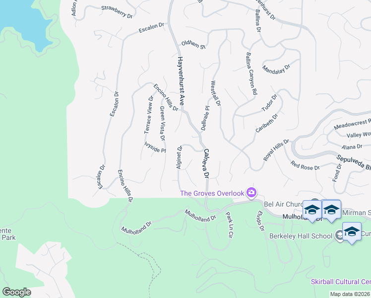 map of restaurants, bars, coffee shops, grocery stores, and more near 3554 Alginet Drive in Los Angeles