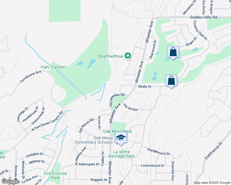 map of restaurants, bars, coffee shops, grocery stores, and more near 5905 Old Wheeler Road in La Verne