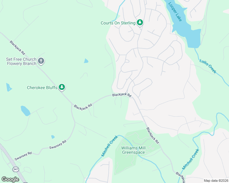 map of restaurants, bars, coffee shops, grocery stores, and more near 7854 Brass Lantern Drive in Flowery Branch