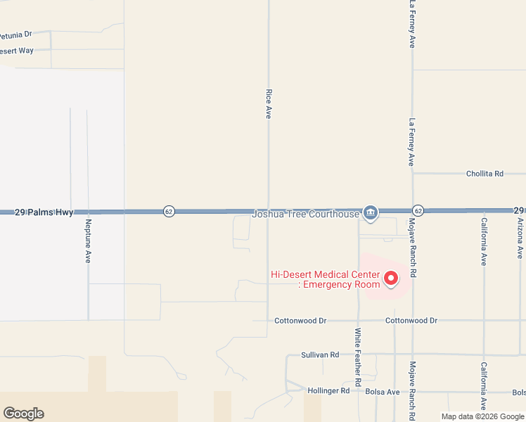 map of restaurants, bars, coffee shops, grocery stores, and more near Twentynine Palms Highway in Joshua Tree