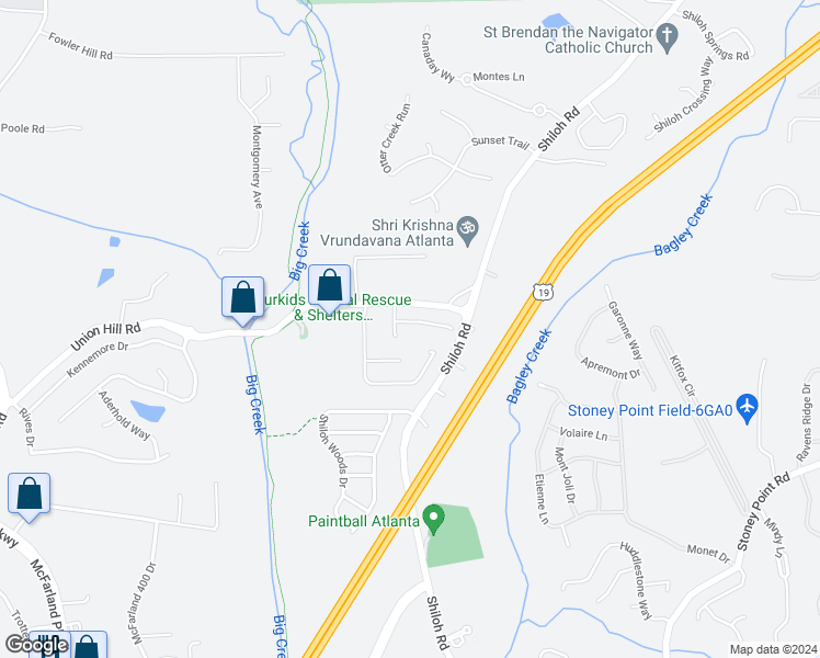 map of restaurants, bars, coffee shops, grocery stores, and more near 5240 Cedar Glenn Court in Cumming