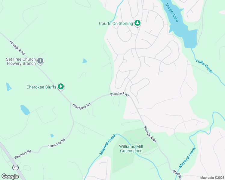 map of restaurants, bars, coffee shops, grocery stores, and more near 7854 Brass Lantern Drive in Flowery Branch