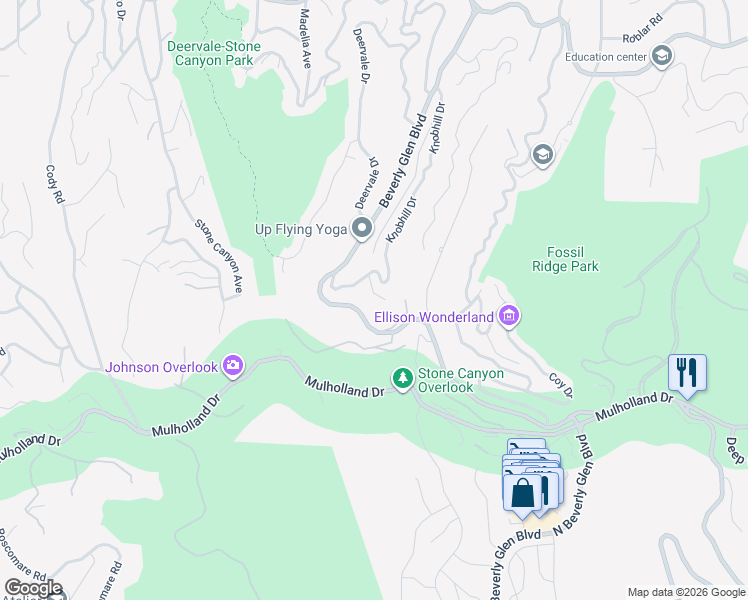map of restaurants, bars, coffee shops, grocery stores, and more near 3547 Summerfield Drive in Los Angeles