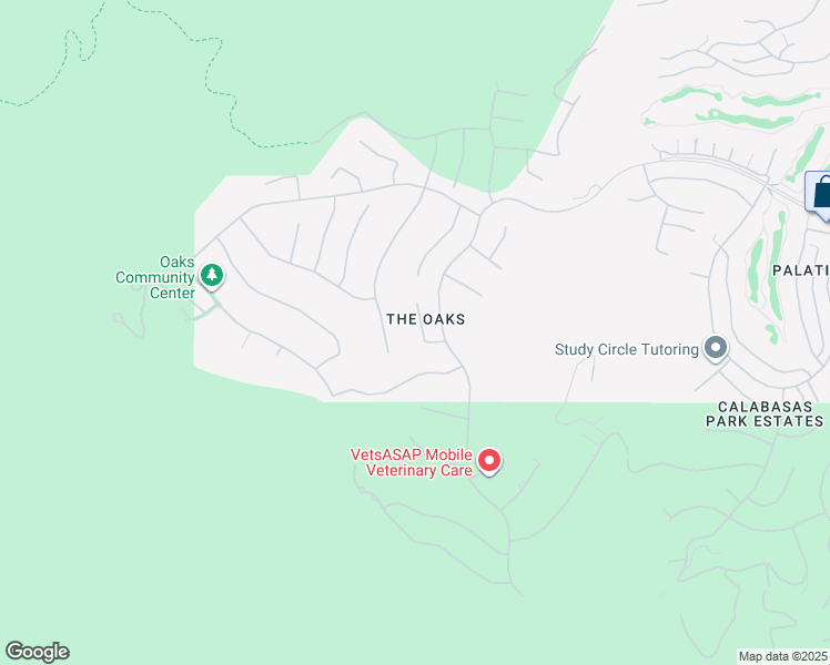 map of restaurants, bars, coffee shops, grocery stores, and more near 3805 Prado De Las Uvas in Calabasas