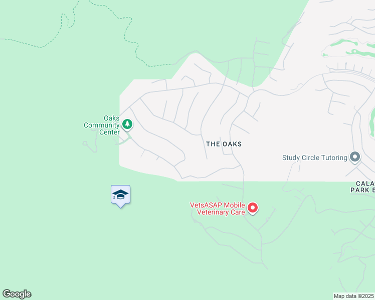 map of restaurants, bars, coffee shops, grocery stores, and more near 25411 Prado De Oro in Calabasas