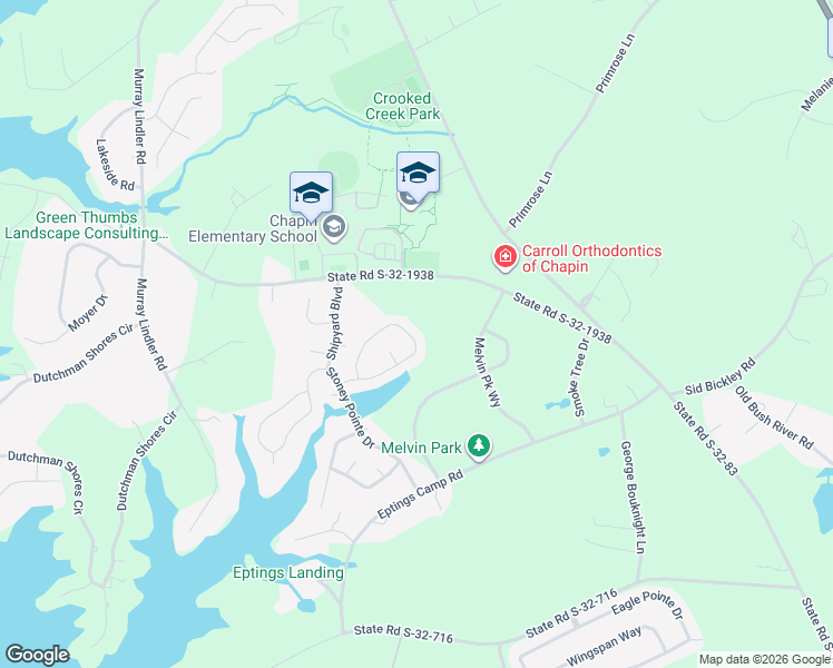 map of restaurants, bars, coffee shops, grocery stores, and more near 228 Walkbridge Way in Chapin