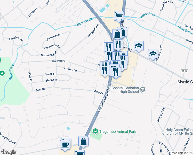 map of restaurants, bars, coffee shops, grocery stores, and more near 5629 Chilmark Court in Wilmington