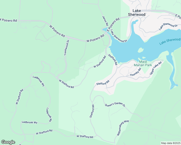 map of restaurants, bars, coffee shops, grocery stores, and more near 264 West Stafford Road in Thousand Oaks