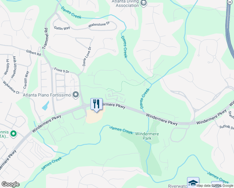 map of restaurants, bars, coffee shops, grocery stores, and more near 3140 Neal Court in Cumming