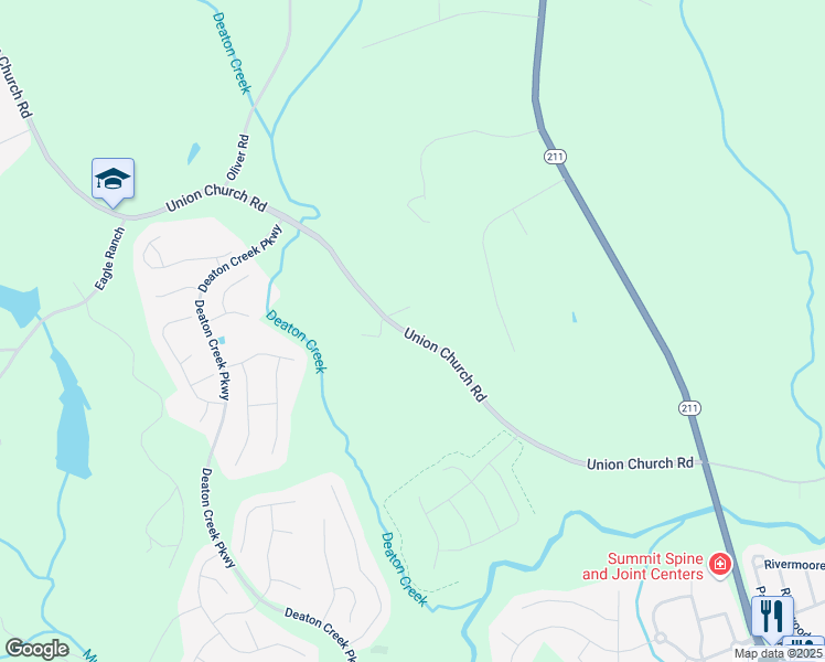 map of restaurants, bars, coffee shops, grocery stores, and more near 5757 Union Church Road in Braselton