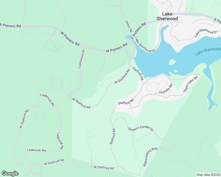 map of restaurants, bars, coffee shops, grocery stores, and more near 264 West Stafford Road in Thousand Oaks