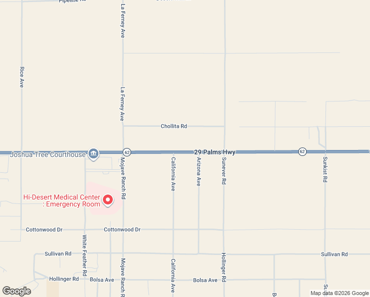 map of restaurants, bars, coffee shops, grocery stores, and more near 29 Palms Highway in Joshua Tree