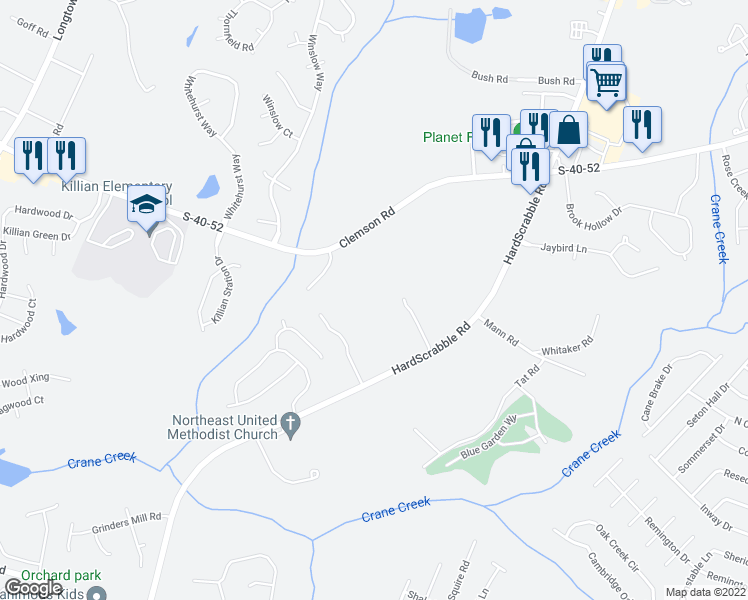 map of restaurants, bars, coffee shops, grocery stores, and more near 4051 HardScrabble Road in Columbia