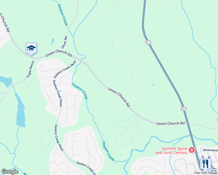 map of restaurants, bars, coffee shops, grocery stores, and more near 5753 Union Church Road in Braselton