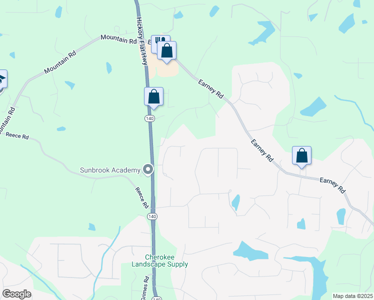map of restaurants, bars, coffee shops, grocery stores, and more near 214 Kingsley Way in Woodstock