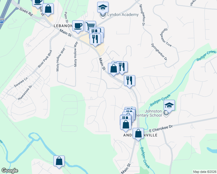 map of restaurants, bars, coffee shops, grocery stores, and more near 118 Camdyn Circle in Holly Springs