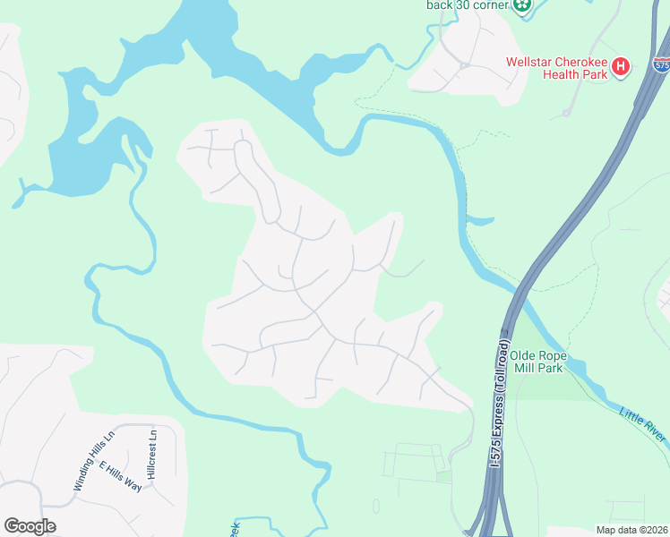 map of restaurants, bars, coffee shops, grocery stores, and more near 546 Keeneland Avenue in Woodstock