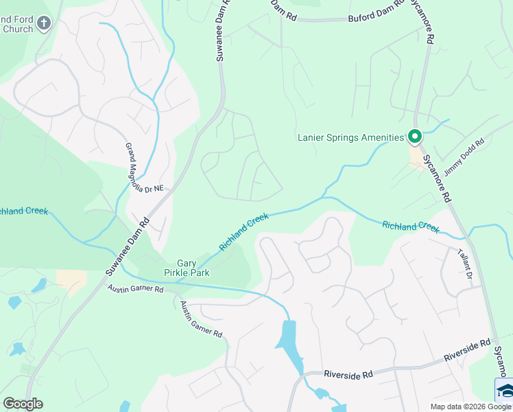 map of restaurants, bars, coffee shops, grocery stores, and more near 6448 Pierless Avenue Northeast in Sugar Hill