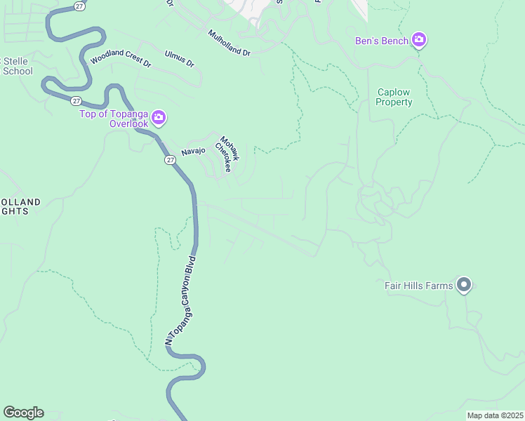 map of restaurants, bars, coffee shops, grocery stores, and more near 21235 Bellini Drive in Topanga