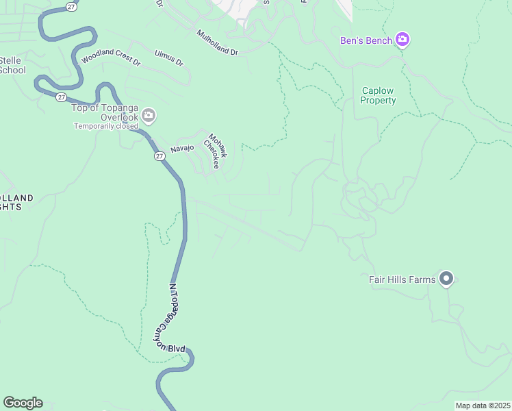 map of restaurants, bars, coffee shops, grocery stores, and more near 21225 Bellini Drive in Topanga