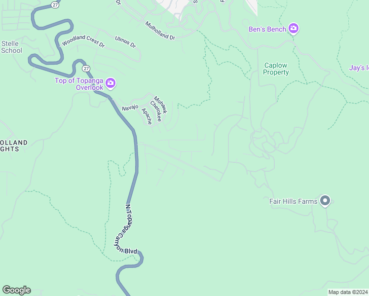 map of restaurants, bars, coffee shops, grocery stores, and more near 21235 Bellini Drive in Topanga