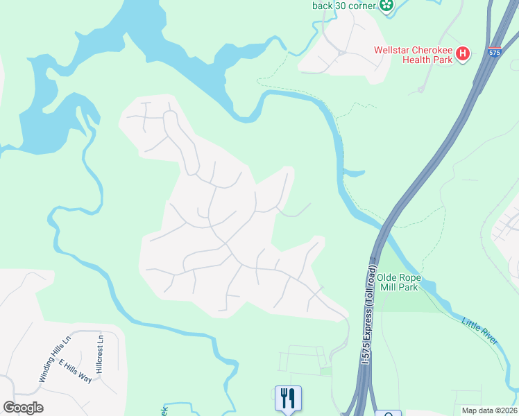 map of restaurants, bars, coffee shops, grocery stores, and more near 348 Santa Anita Avenue in Woodstock