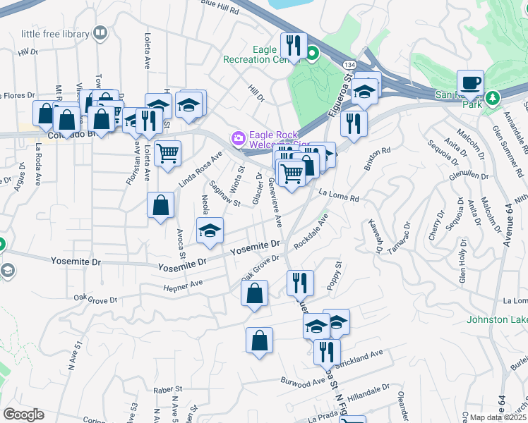 map of restaurants, bars, coffee shops, grocery stores, and more near 4876 Ruth Avenue in Los Angeles
