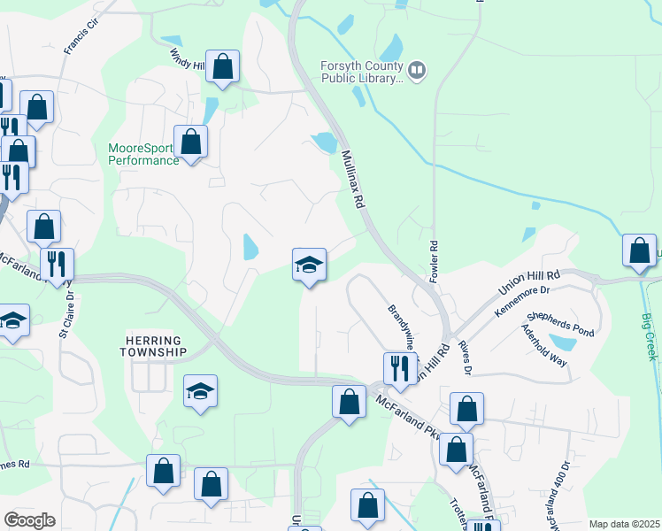 map of restaurants, bars, coffee shops, grocery stores, and more near 1055 Preserve Lane in Alpharetta