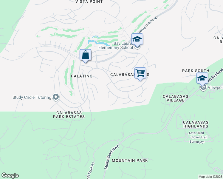 map of restaurants, bars, coffee shops, grocery stores, and more near 3770 Camino Codorniz in Calabasas